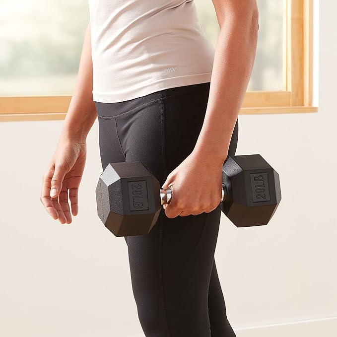 Basics Rubber Hex Dumbbell Hand Weight