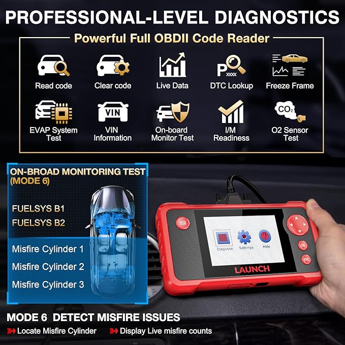 LAUNCH CRP123 V2.0 Elite OBD2 Scanner-2025 New Model EngineABSSRSTransmission Diagnostic Scan Tool SRS Airbag Code Reader,3 Reset Oil ServiceThrottle RelearnSAS Reset,Free Update