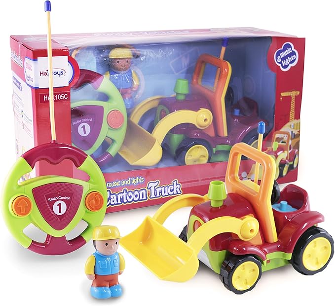 Haktoys Remote Control Bulldozer Toy for Toddlers Easy RC Construction Tractor with Blade for Boys Girls Ages 18 Months and Up First Remote Control Vehicle for Kids