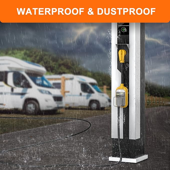 RV Surge Protector 30 Amp, RV Surge Protector with UL Certified, Waterproof Cover, Circuit Analyzer Power Guard for RV, Camper, Trailer -6500 Joules