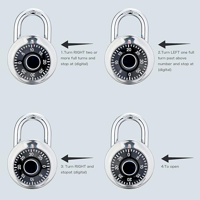 Combination Lock, 2 Packs Keyless Mini Padlock for Gym and School Lockers, Safe Lock with Metal Body and Steel Shackle, Black