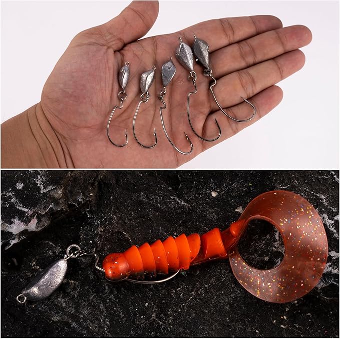 Dr.Fish 20 Pack Swimbait Jig, Texas Swinging Head Jig Weedless EWG Weighted Bass Fishing Hooks Walleye Freshwater 18oz-12oz