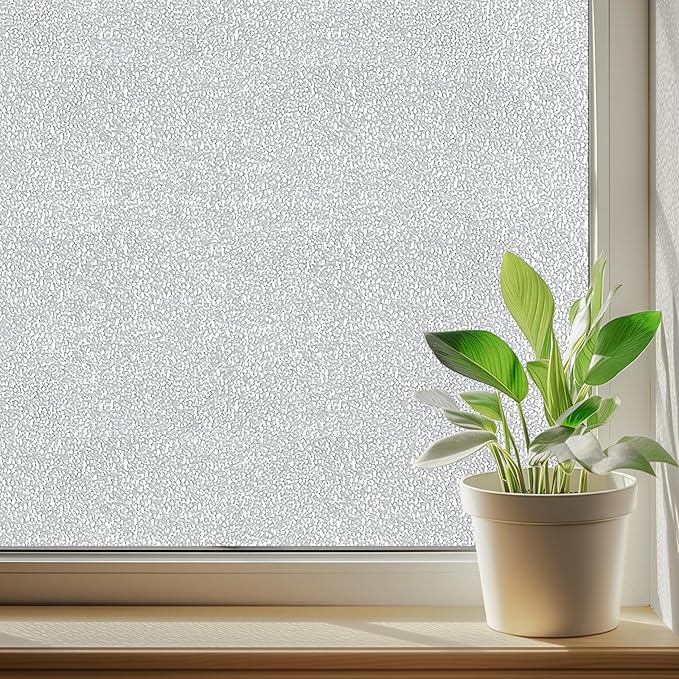 DUOFIRE Window Privacy Film, Sparkling Frosted Glass Window Film, UV Blocking Non-Adhesive Static Cling Window Clings, No Glue Removable Window Coverings for Home Office Bathroom, 11.8 X 78.7 inch