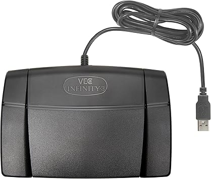 Executive Communication Systems Infinity 3 USB Foot Pedal Control with Computer Plug In, one unit