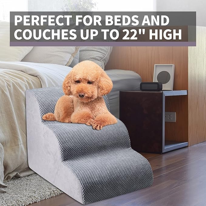 Chic Threads Dog Stairs for Small Dogs, 3-Step Dog Stairs for High Beds and Couch, Pet Steps for Small Dogs and CatsOoaNon-Slip Stable Indoor Dog Steps