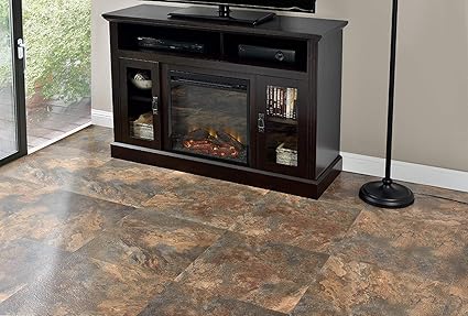 Majestic Self Adhesive 18-Inch Square Vinyl Floor Tiles, 10 Tiles - 18" x 18", Rustic Copper Slate Pattern - Peel Stick, DIY Flooring for Kitchen, Dining Room Bathrooms by Achim Home Decor