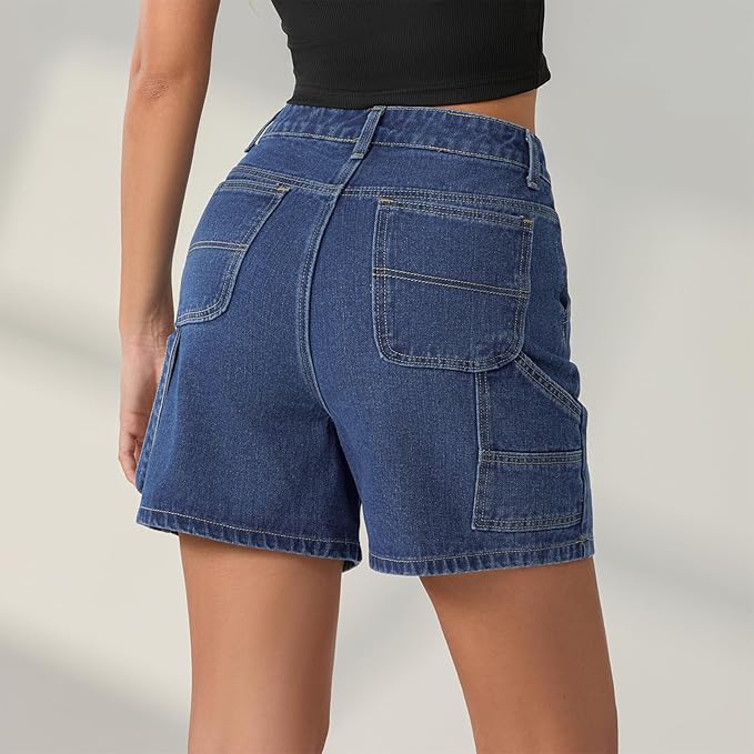 Womens Jean Shorts High Waist Straight Leg Baggy Denim Shorts Summer Casual Going Out Hot Short Pants