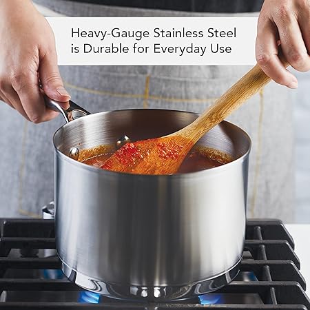 KitchenAid 3-Ply Base Brushed Stainless Steel Sauce PanSaucepan with Lid, 3 Quart