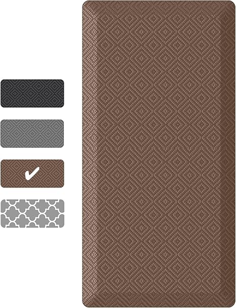 Ophanie Kitchen mats for Floor, 910 inch Thick, Kitchen Rugs, Anti Fatigue Standing Cushioned Mat, Waterproof,Comfort Ergonomic mat for Office, Home, Sink, 20''x39'' Brown Non-Slip Bottom