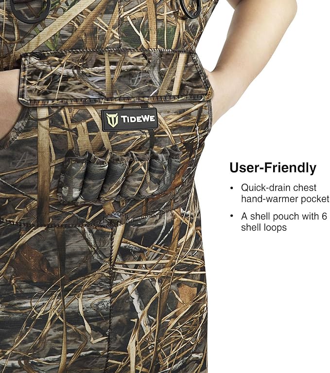 TIDEWE Hunting Waders with Boot Hanger & 600G Insulation, Waterproof Cleated Neoprene Bootfoot Fishing Chest Waders