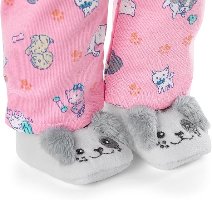 American Girl Truly Me 18-inch Doll Waking Up is Ruff PJs Outfit with Plush Slippers and Knotted Headband, for Ages 6