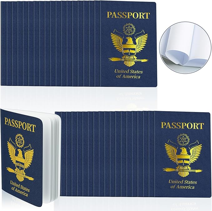 18 Pcs Blank Passport Notebook Fake Passport Books for Kids Travel Journal 4 x 5.5Inch Blank Passport Notebook World Travel Pretend Activity Classroom School Projects Theme Party Favors