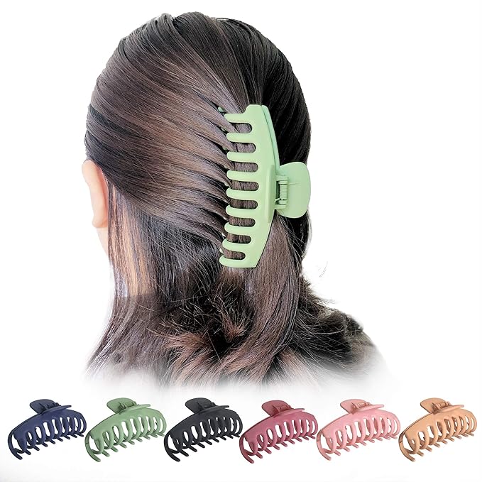 OWIIZI Hair Clip, 4.3" Matte Large Non-Slip Ponytail Jaw Barrette Strong Hold Banana Claw Clips for Women Long Thick Hair