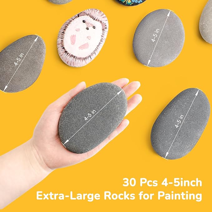 Simetufy 10 Pcs Extra Large Rocks for Painting, 4-5 Inch River Rocks Painting Stones Smooth Flat Rocks for Painting, Natural Rocks to Paint for Arts DIY Crafts Kids Painters