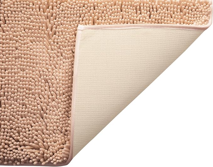 Non-Slip Bath Rug,Extra Soft Microfiber Bedroom Shag Carpet with Anti-Slip Backing,WaterDust Absorbent Fast Dry Shower Mat,Sound Insulated Stairs Pad,Machine Washable (Camel,12 x 19 Inches)