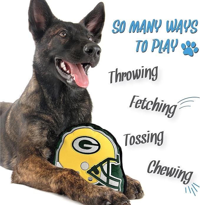 The 1st Ever Tough but Smooth Dog Toy NFL Green Bay Packers Football Helmet Tough Pet Toy. A Premium Quality Doggie Toy with Built-in Squeaker. Sports Fans Favorite Chew Toy