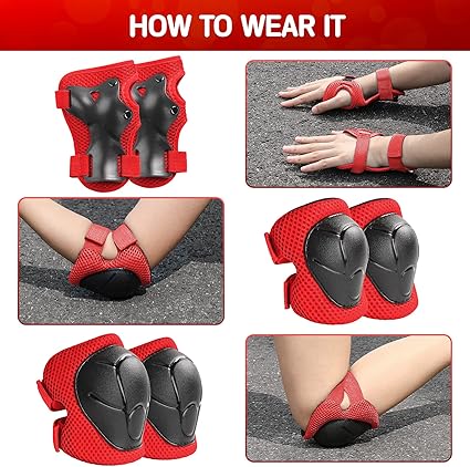Kids Protective Gear Set Knee Pads for Kids 3-14 Years Toddler Knee and Elbow Pads with Wrist Guards 3 in 1 for Skating Cycling Bike Rollerblading Scooter