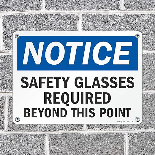 SmartSign-U9-1557-NP "Notice - Safety Glasses Required Beyond This Point" Sign | 10" x 14" Plastic