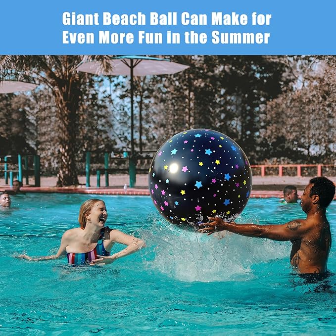 Black Beach Ball, Big Beach Ball 24 Inches - Fun Pool Beach Toy for Kids & Adults Perfect for Summer Water Games and Hawaiian Themed Parties Beach Balls Bulk