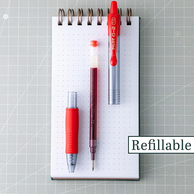 PILOT G2 Premium Refillable & Retractable Rolling Ball Gel Pens, 1.0mm Bold Point, Red, 6-Pack