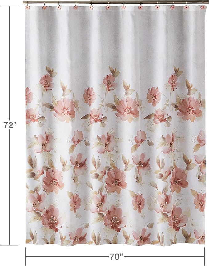 SKL Home Saturday Knight Misty Floral Shower Curtain, PinkMulti