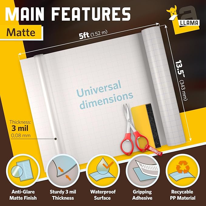 Matte Clear Contact Paper Roll 13.5 x 5ft - Multipurpose 2 Pack Self Adhesive Rolls