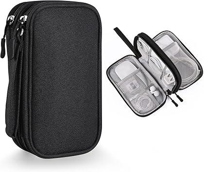 Travel Tech Kit, Universal Carrying Organizer Case Bag for Small Electronics and Accessories, Waterproof (Black)