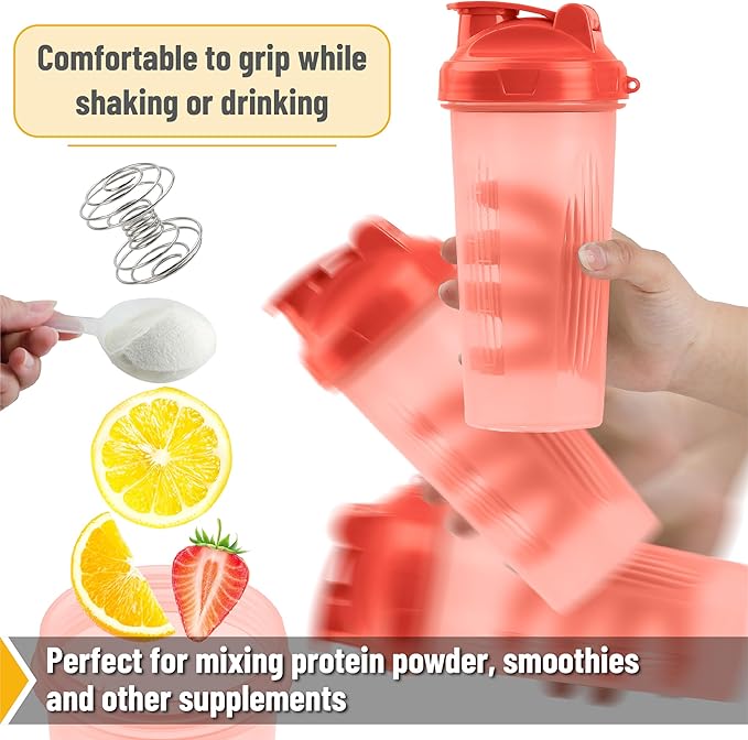 Mr. Pen- Shaker Bottles for Protein Mixes, 28 oz, 1 Pack, Light Pink, Protein Shaker Bottle with Wire Whisk Ball, Blender Bottle