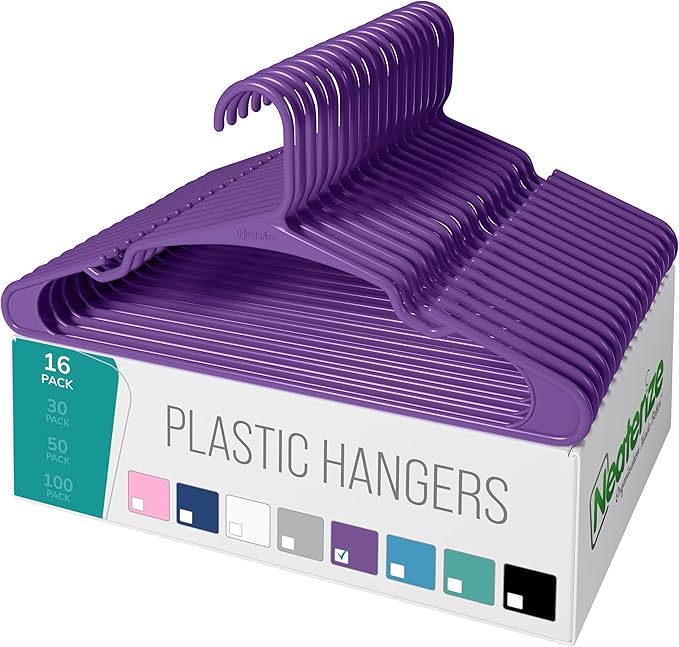 NEATERIZE Clothes Hangers 16 Pack Blue - Plastic Hangers - Ganchos Colgar Ropa