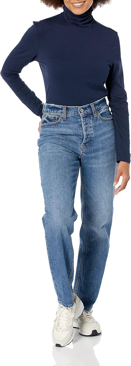 Essentials Women's Long-Sleeve Turtleneck Stretch Fleece (Available in Plus Size)