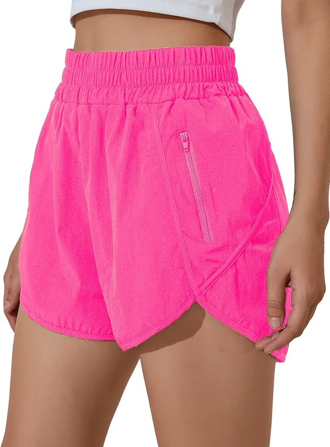 BMJL Women's Running Shorts Elastic High Waisted with Pockets, 2.5" Sporty Workout Quick Dry Athletic Shorts