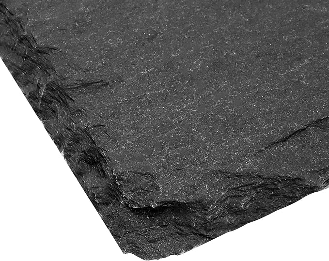 MOUYAT 5 Pack 10 x 5 Inch Black Slate Plates, Rectangular Slate Cheese Board with Natural Edge, Natural Stone Plates Cutting Board Charcuterie Boards for Cheese, Sushi, Meat, Appetizers