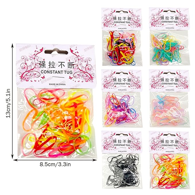 Womens Barrettes Large Girl Colorful Fashion Disposable Rubber Band Elastic Hair Band Thin Small Ponytail Hair Elastics Daily Life Big Size Hair Clips for Baby Girls Non Slip