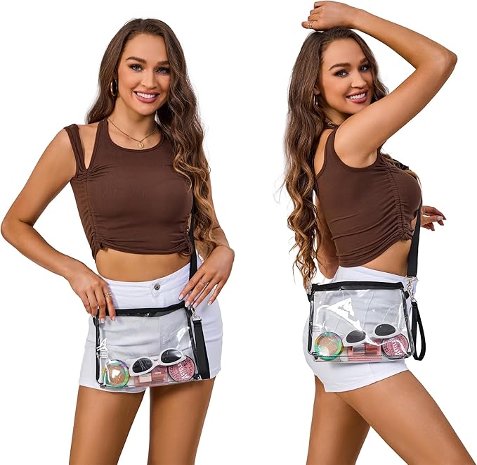 Bagenius Clear Purse Stadium Approved Clear Bag with Removable Straps for Work Sporting Events and Concert