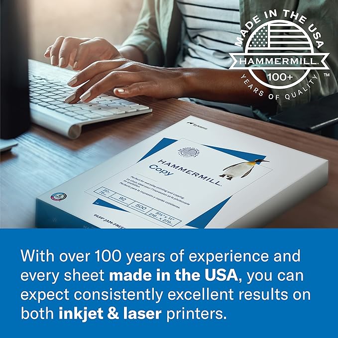 Hammermill Printer Paper, Great White 30 Recycled Paper, 8.5 x 11 - 92 Bright, Made in the USA, 086820C - 3 Ream (1,500 Sheets)