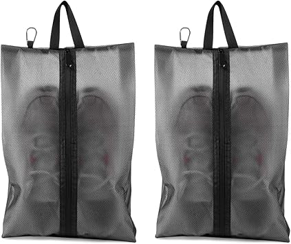 2 Pack Shoe Bags for Travel, Sneaker Bags, Waterproof Travel Shoe Bags with Zipper for Packing, Golf Shoe Dust Bags for Man and Women, X-Large, Black