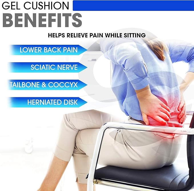Pampkin TPE Gel Seat Cushion – Ergonomic Pain Relief for Sciatica, Tailbone, Hip & Lower Back Pain – Breathable, Washable Cover – Ideal for Office, Car, Wheelchair, Stadium & Long Sitting Relief