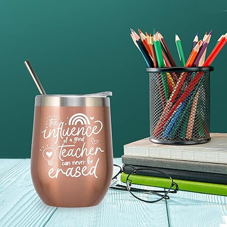 Teacher Appreciation Gifts Teacher Tumbler for Women Thank You Graduation Christmas Birthday Thanksgiving Gifts Stainless Steel Wine Tumbler Cup 12 oz