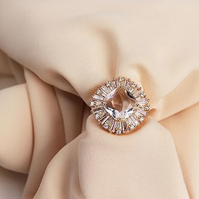 Jean Beau Gold Rhinestone Statement Adjustable Ring for Women Large Crystal Cubic Zirconia Stacking Rings Prom Wedding Bridal Finger Jewelry Gift for Her