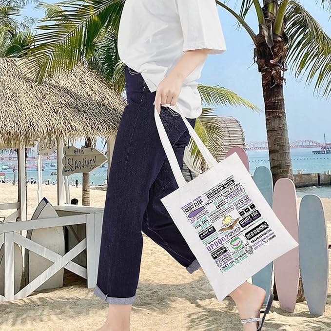 LEVLO WWD Shadows Quote Canvas Tote Bag Fahim Fazli And Emily Fans Gift TV Show Vampire Theme Shoulder Bag For Family Friend