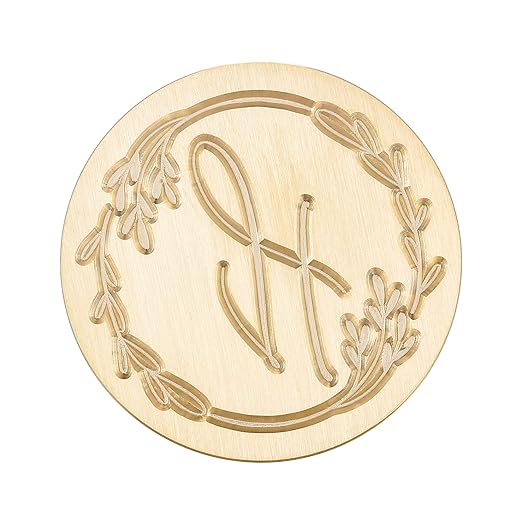 Yoption Handwritten Letter H Wax Seal Stamp, Vintage Initial Alphabet with Olive Branch Sealing Wax Stamp