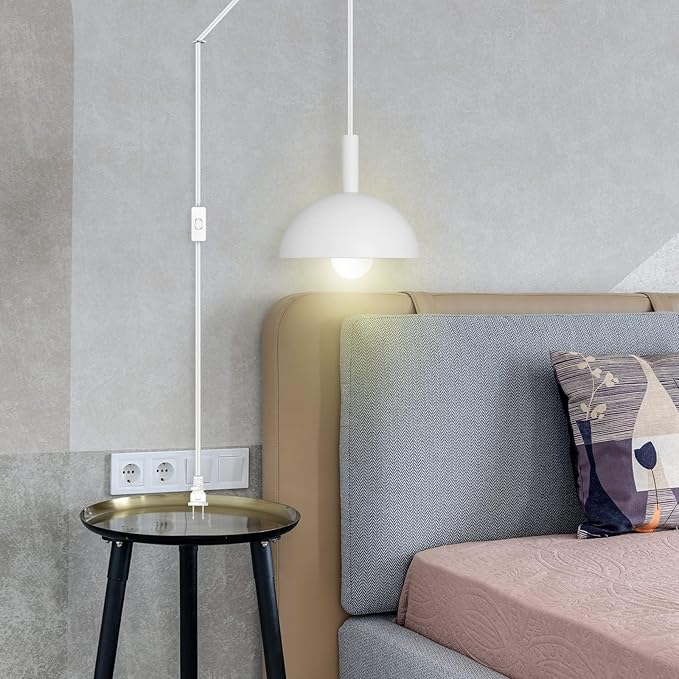 Simple Deluxe 20 Feet Extension Hanging Lantern Pendant Light Cord with E26 Socket, Featuring an OnOff Switch(Bulb Not Included), White1 Pack