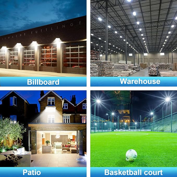 LED Flood Light Outdoor 100W - 10000LM LED Stadium Lights Outdoor with Temperature Drive and IP67 Waterproof, 7000K Commercial Security Floodlight for Street, Yard, Garage, Parking