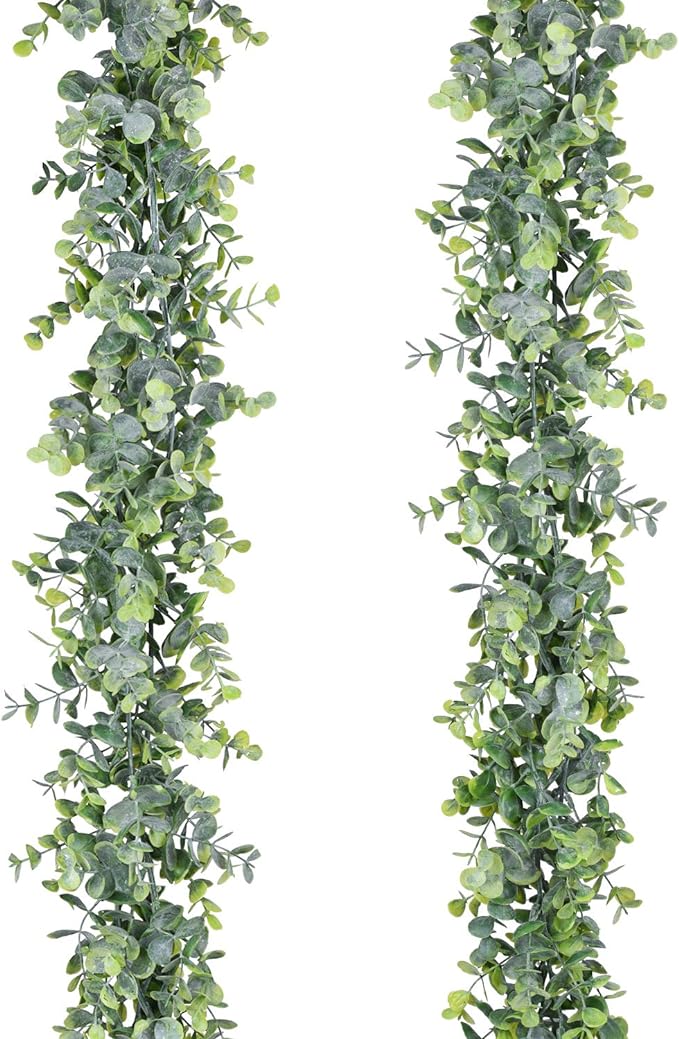 Lvydec 2 Pack Artificial Eucalyptus Garland, Fake Eucalyptus Greenery Garland Wedding Backdrop Arch Wall Decor, 5.5 Feet/Strand Fake Hanging Plant for Table Festival Party Decoration