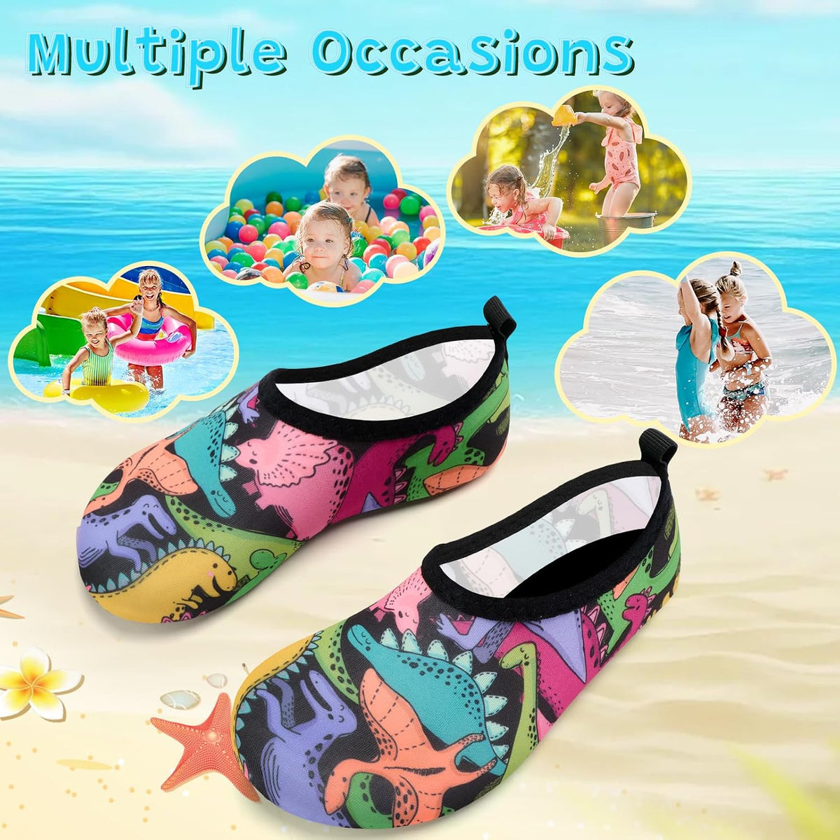 VIFUUR Kids Water Shoes Girls Boys Quick Dry Aqua Socks for Beach Swim Outdoor Sports