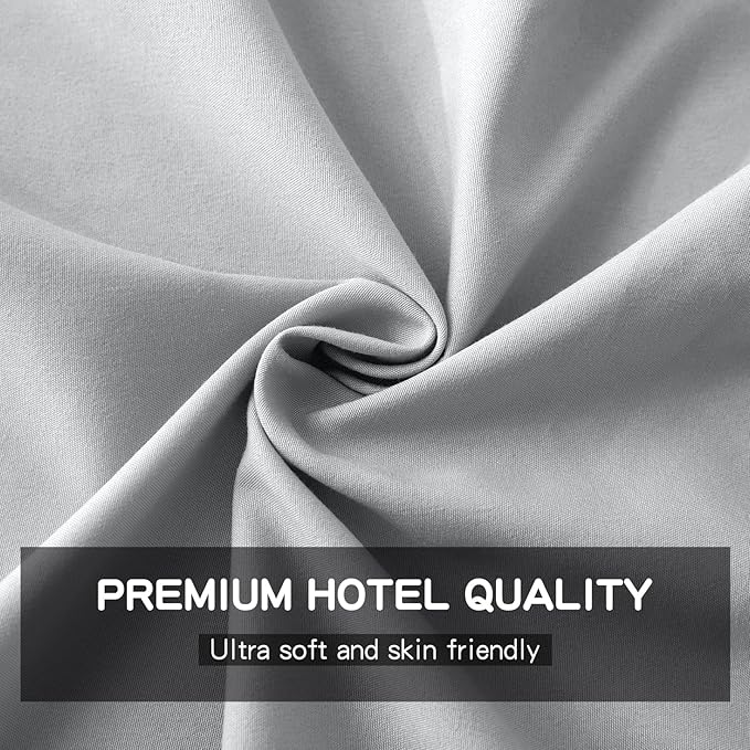 FreshCulture King Flat Sheet - Hotel Quality King Flat Sheet Only - Brushed Microfiber Top Sheet - Ultra Soft Breathable - Wrinkle-Free - Easy Care - Single Flat Sheet (King, Light Grey)