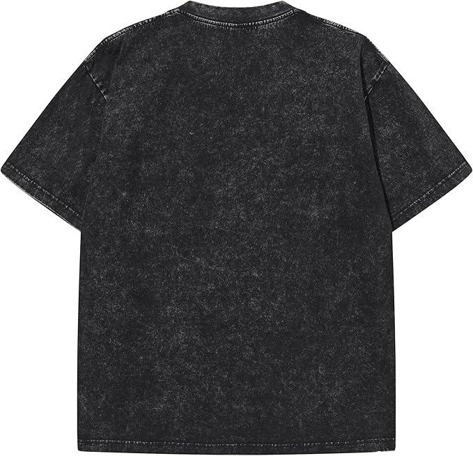 Mens Washed Vintage T-Shirt Summer Casual T Shirts Thick Short Sleeve Loose Crew Neck Cotton Tops