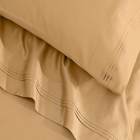 Superior 100 Egyptian Cotton 1500 Thread Count Oversized King Pillowcase Set Solid, Gold