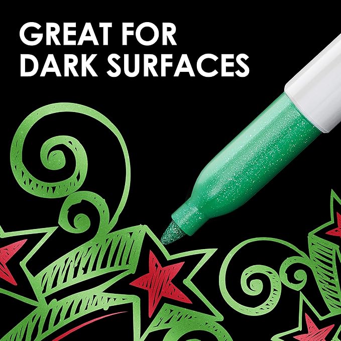 SHARPIE 39109PP Metallic Permanent Markers, Fine Point, Silver, 4 Count