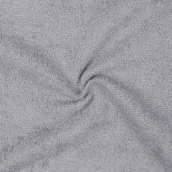 Basics Fast Drying Cotton Washcloths for Bathroom, Machine Washable, Extra Absorbent, 12 x 12 in, Gray, 24-Pack